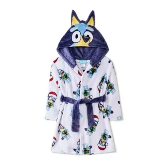 NEW Toddler Boys' Bluey Christmas Robe Pajama - White 4T-5T - Picture 1 of 6